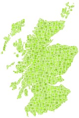 Obraz premium Map of Scotland - UK - in a mosaic of green square