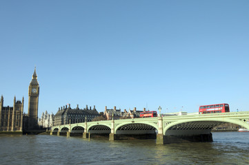 Naklejka premium Big Ben, Westminster Bridge and River Thames