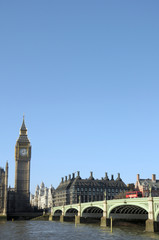 Fototapeta na wymiar Big Ben, Westminster Bridge i Tamiza