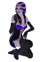 Gothic girl in violet dress