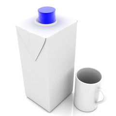 one empty juice or a carton of milk and a Cup