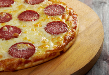 homemade  pizza  Pepperoni.Closeup