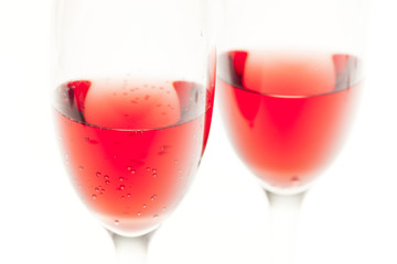 wine glasses with rose wine
