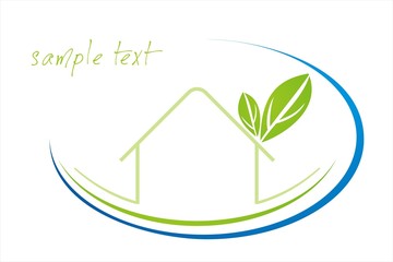 Home , leaves, icon, eco friendly business logo