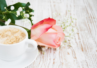 Coffee and roses