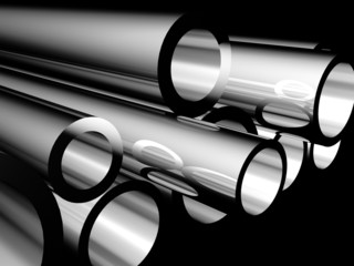 3D metal tubes - high technology background.