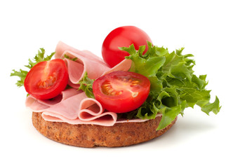 healthy sandwich with vegetable and smoked ham