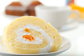 Piece of cake and coffee cup