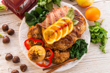 baked turkey with chestnut filling and orange