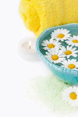 Spa setting with daisies