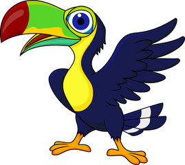 Toucan bird cartoon waving