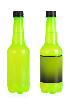 green beverage bottles