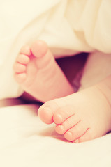 Obraz na płótnie Canvas stopy noworodka śpiące dziecko