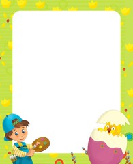 Obraz na płótnie Canvas The happy easter frame - illustration for the children