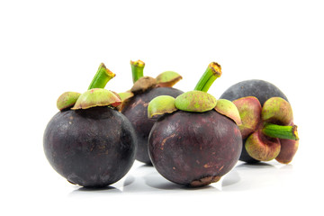 tropical mangosteen fruit on white background