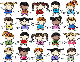 mixed ethnic children background seamless