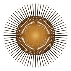 Decorative gold and frame with vintage round patterns.