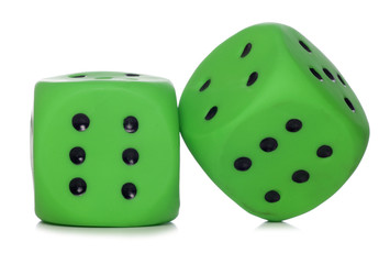 Two green dice cutout