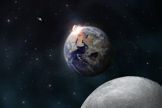 meteorite impacts the Earth space scene