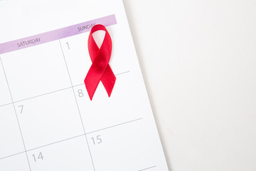 Red awareness ribbon marking world aids day