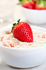 Porridge with strawberries.