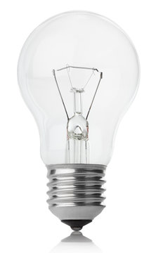 Incandescent lamp isolated on white with clipping path