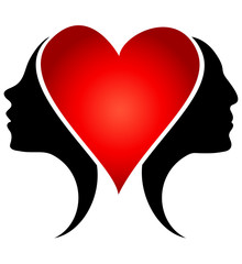 silhouette of the guy and girl in love