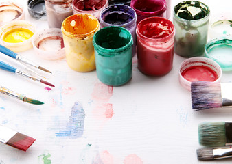 Artistic equipment: paint, brushes