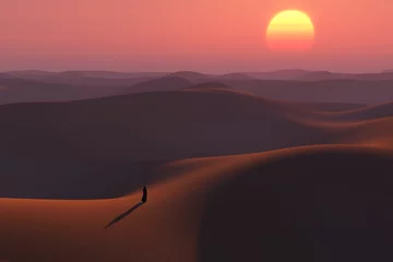 Foto auf Acrylglas Koralle Wanderer in der Wüste