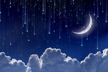 Naklejka premium Moon in night sky