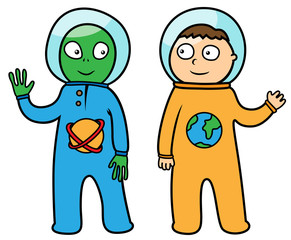 Astronaut and alien