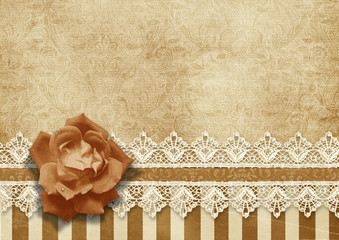 Gorgeous vintage background with lace and rose - obrazy, fototapety, plakaty