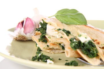 Pancake with spinach and feta cheese