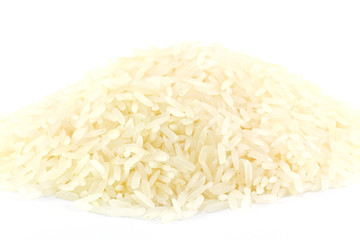 Close up white rice  on white background