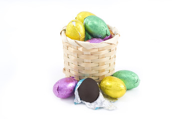 Pastel candy coated Easter chocolates