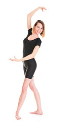 Fototapeta premium Sport Young woman doing exercise isolated on white