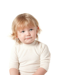 Naklejka premium Child. White background.