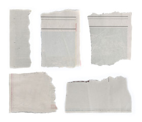 Torn papers isolated on white background