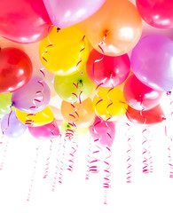 balloons with streamers for birthday party celebration isolated