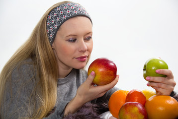 Fototapeta na wymiar Girl with fruit