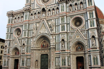 Facade of Santa Maria del Fiore cathedral in Florence, Italy