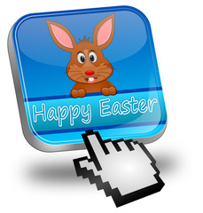 Easter bunny wishing happy easter button with cursor