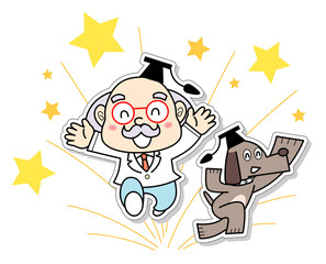 喜びを表す博士と助手