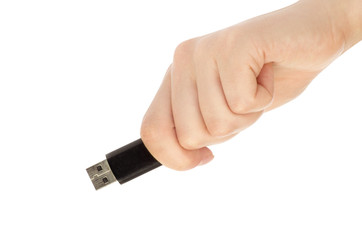 hand with an USB flash