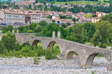 Panoramic view of Bobbio. Emilia-Romagna. Italy.
