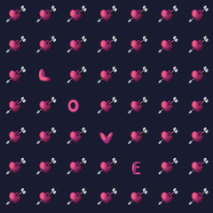 Pattern with Hearts and Letters