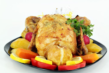 roasted chicken with potatoes apple and lemon