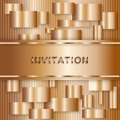 gold invitation - obrazy, fototapety, plakaty