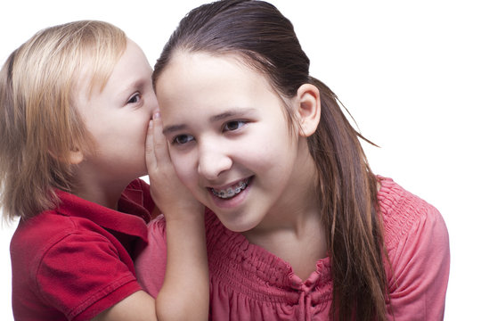 boy and girl on a white background