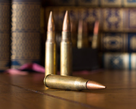 Still life of rifle bullets